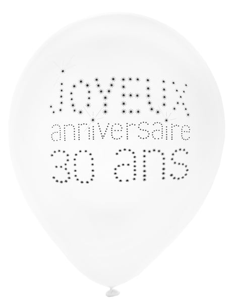 Латексови балони за 30 години стилен рожден ден в бяло и черно