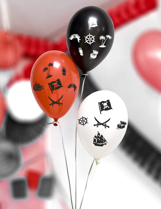 Vue rapprochée des motifs des ballons en latex Pirates