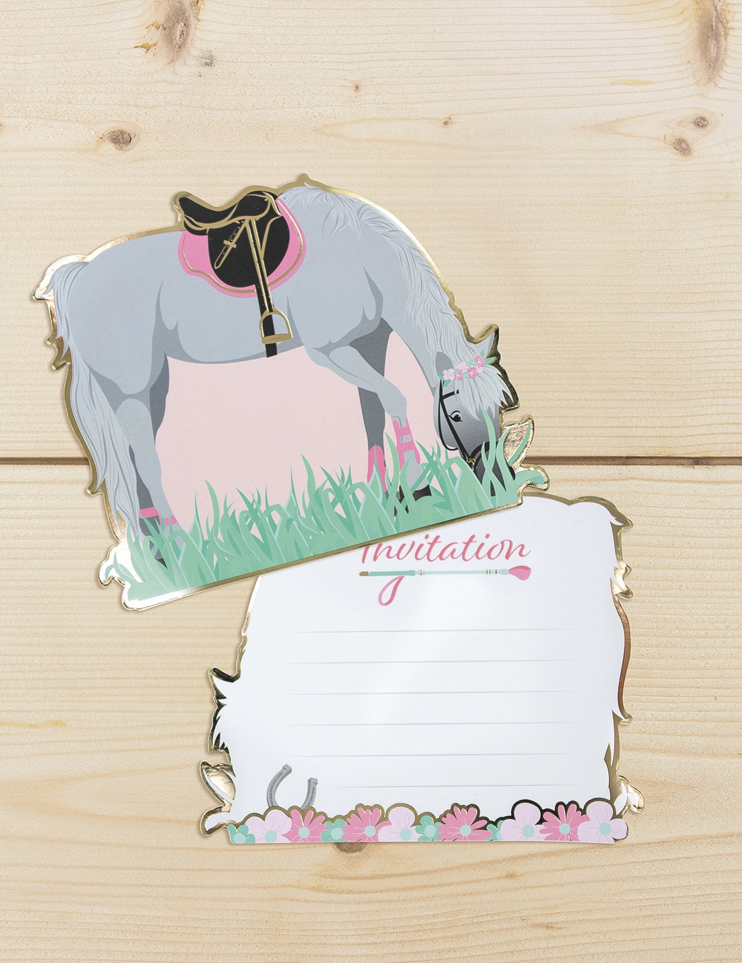 8 покани с коне 13 cm за рожден ден