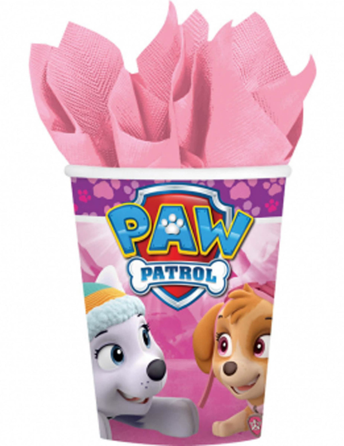 Gobelets en carton Pat'Patrouille pour enfant rose
