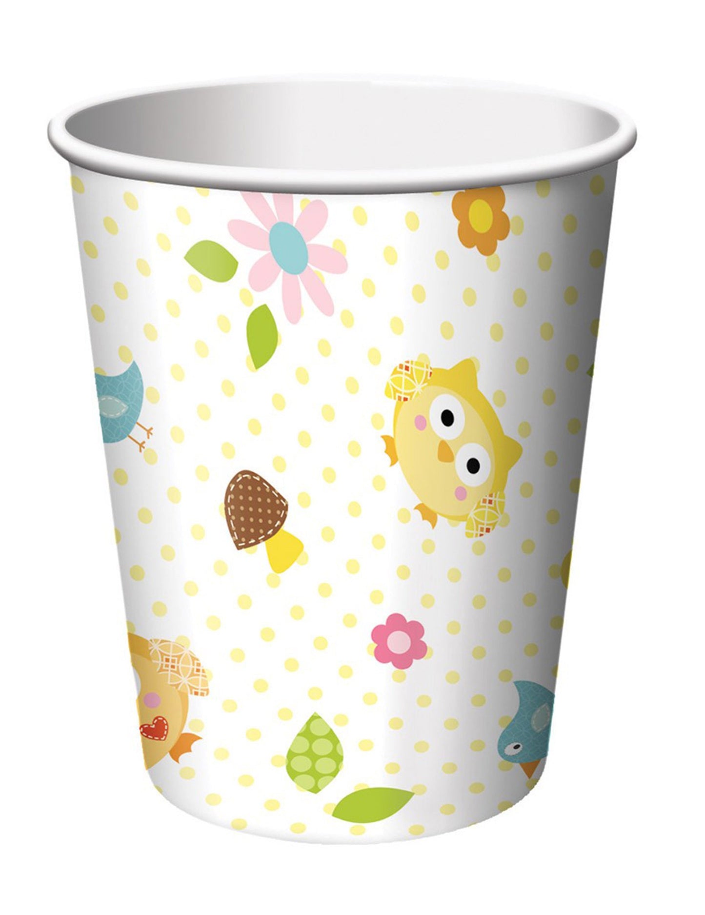 8 картонени чаши с малки бухалчета 266 мл за рожден ден