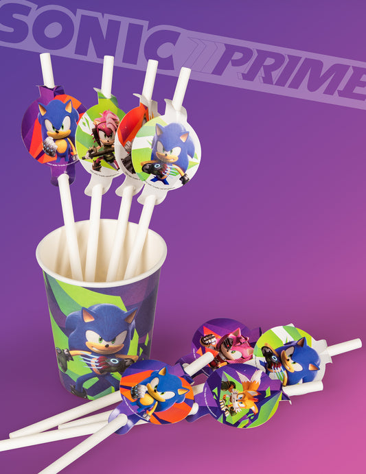 Mise en situation avec gobelet des pailles Sonic Prime