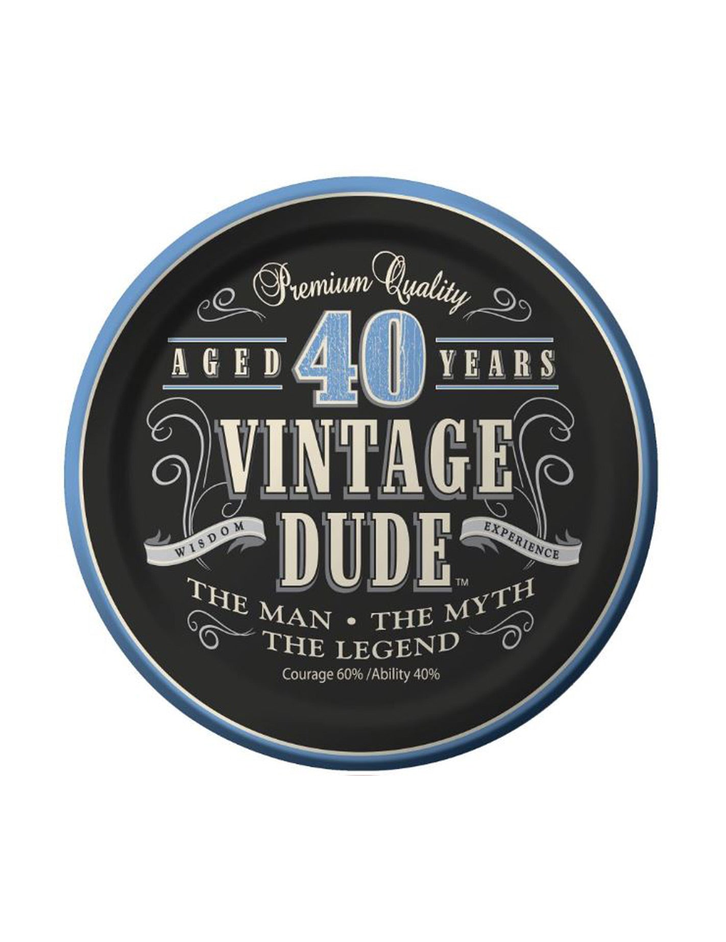 8 малки реколта картонени плочи за рожден ден 40 години 18 см