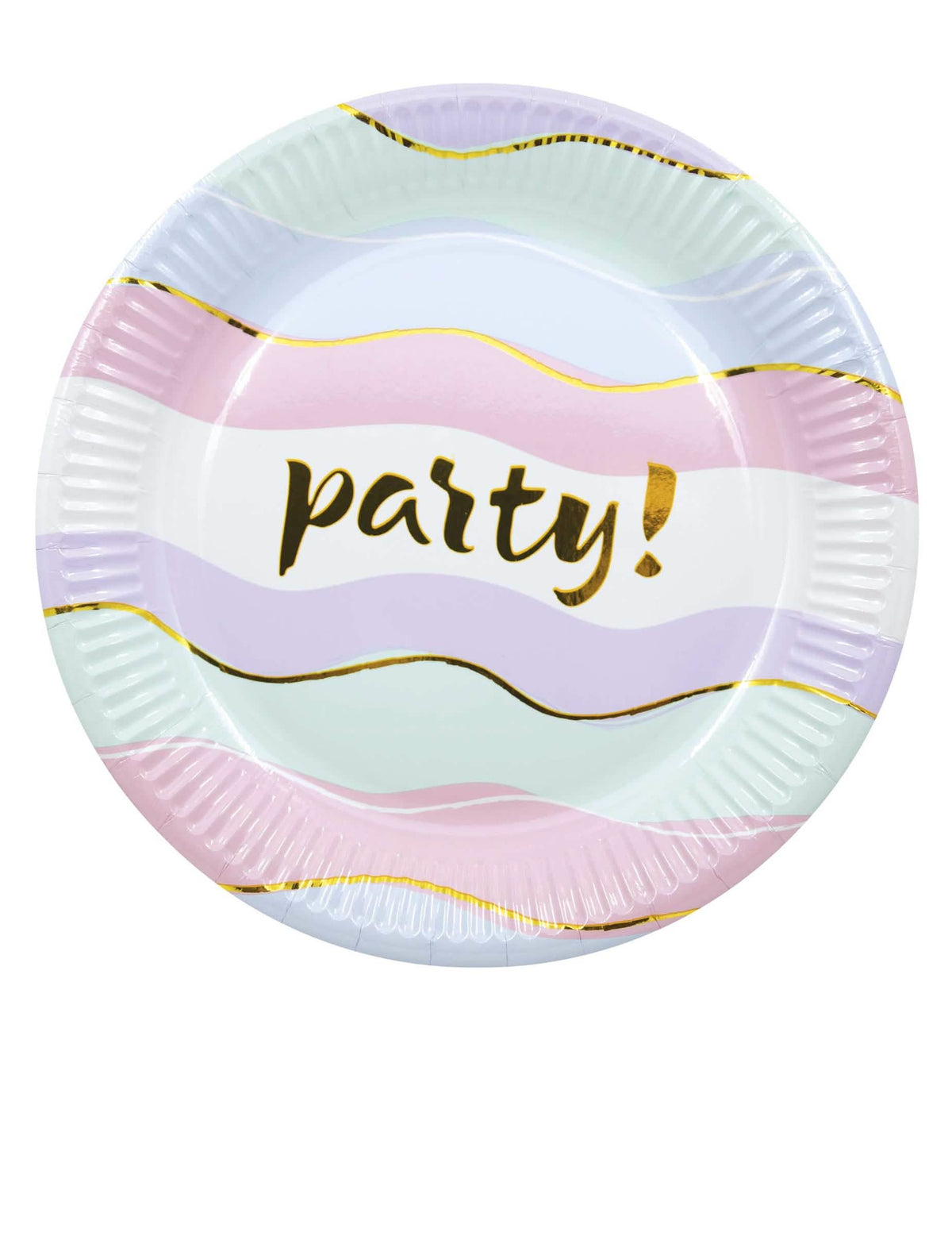 чинии от картон Elegant Party за пастелно парти с вълни в злато