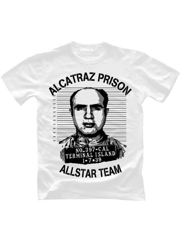 тениски Alcatraz Prison Wear Allstar Team за мъж бял и черен
