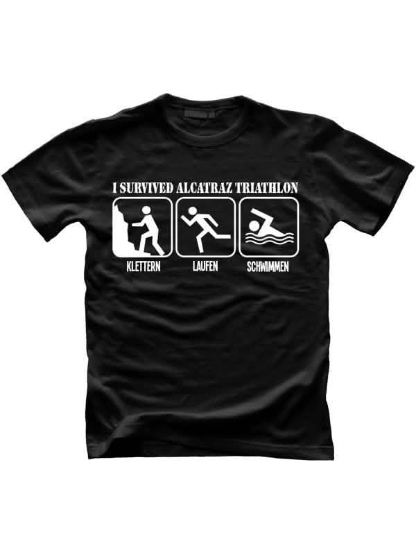 тениски Alcatraz Prison Wear Triathlon за възрастен черно и бяло