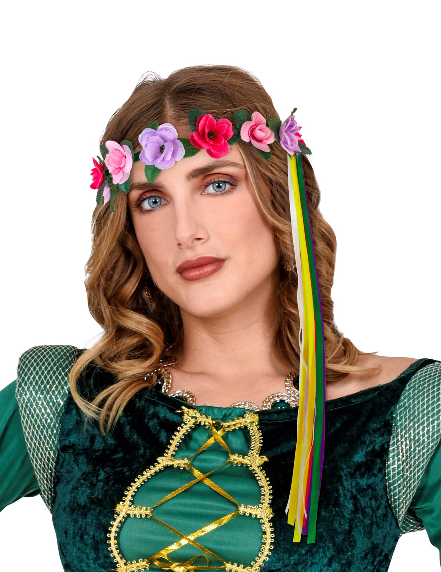 Многоцветният пръстен за цветя за фея на косата елф