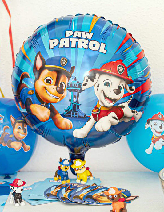 Mise en situation de fête du ballon aluminium Pat'patrouille