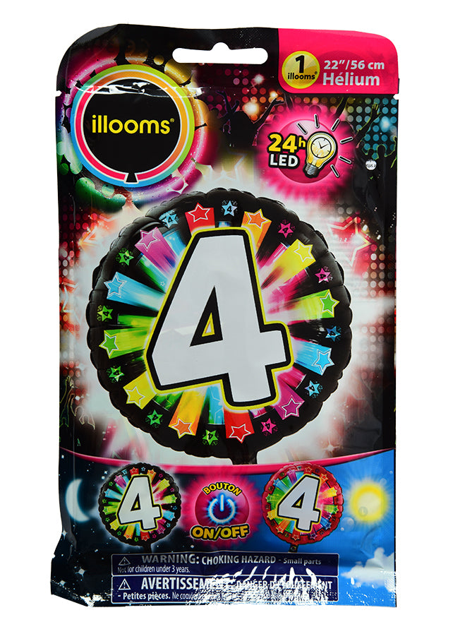Алуминиев балон Фигура 4 Мултиколен LED Illooms 50 cm