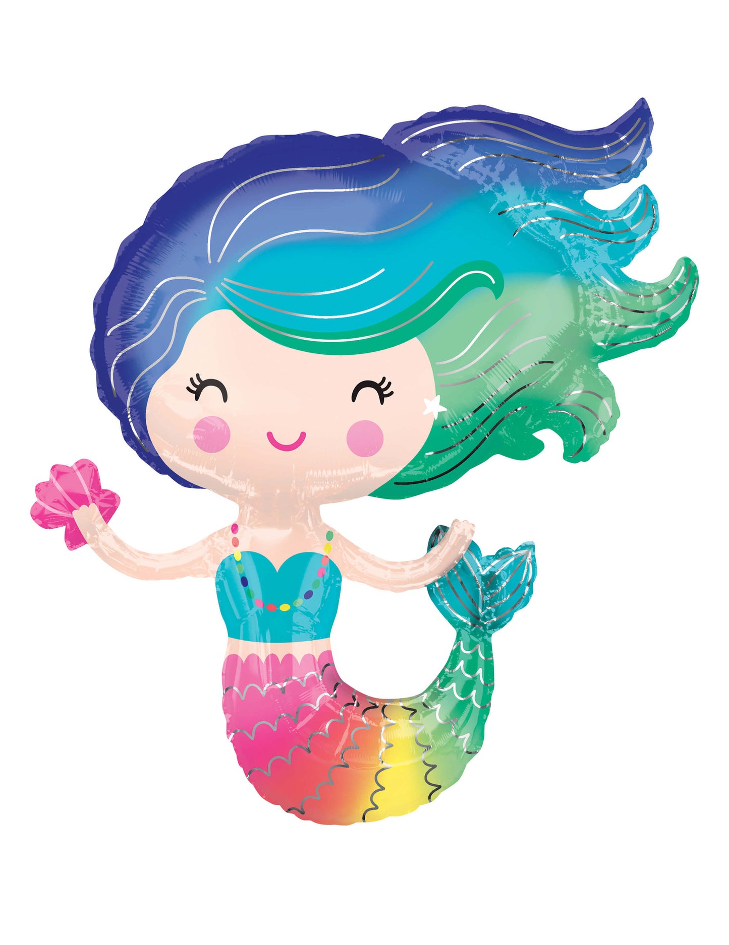 Холографска сирена алуминиев балон 73 х 76 см