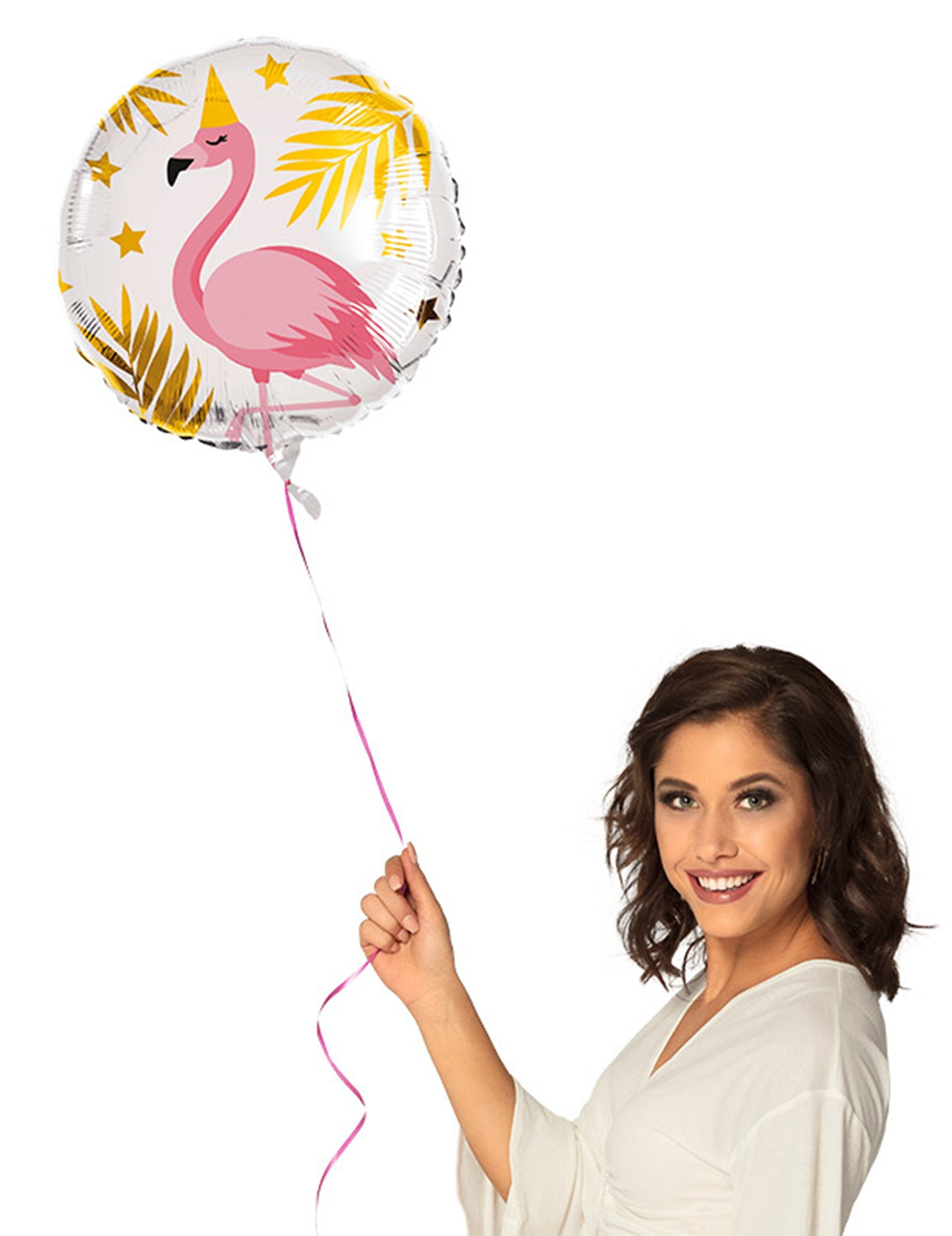 Ballon en aluminium flamant tropic 45 cm pour anniversaire