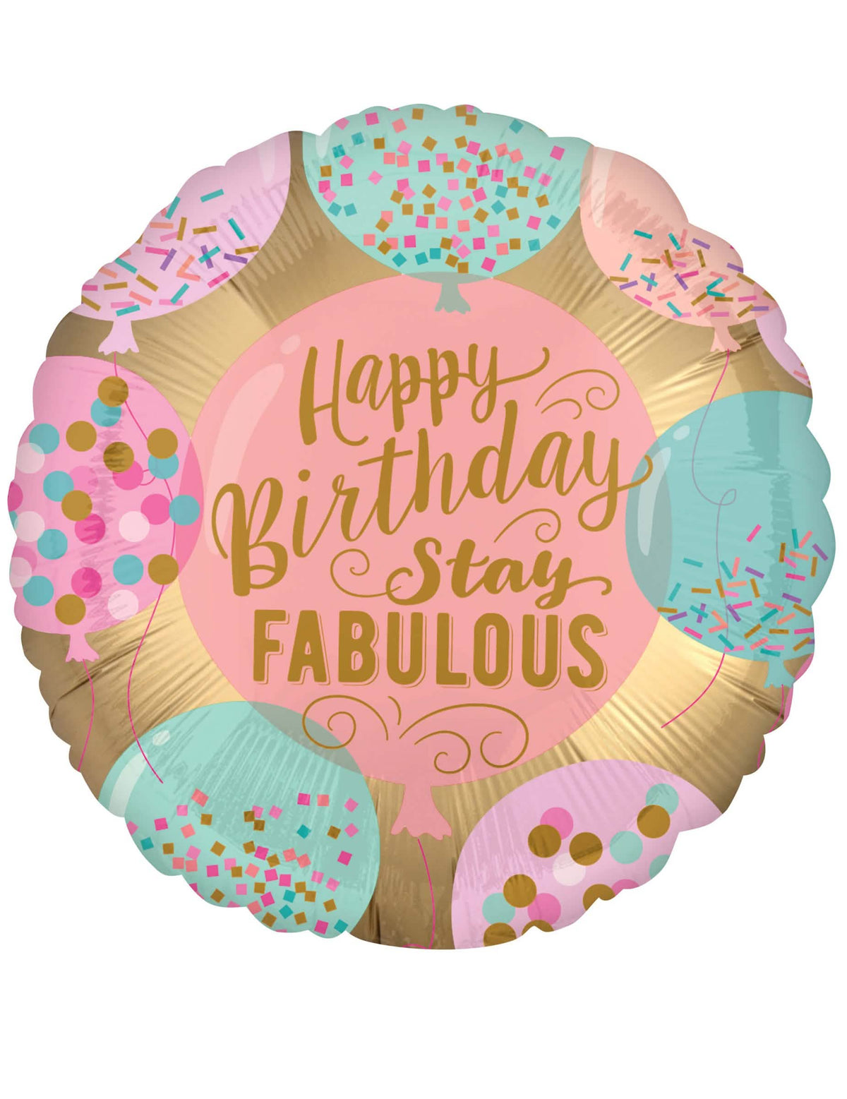 Алуминиев балон Happy Birthday за рожден ден розов и златен Stay Fabulous