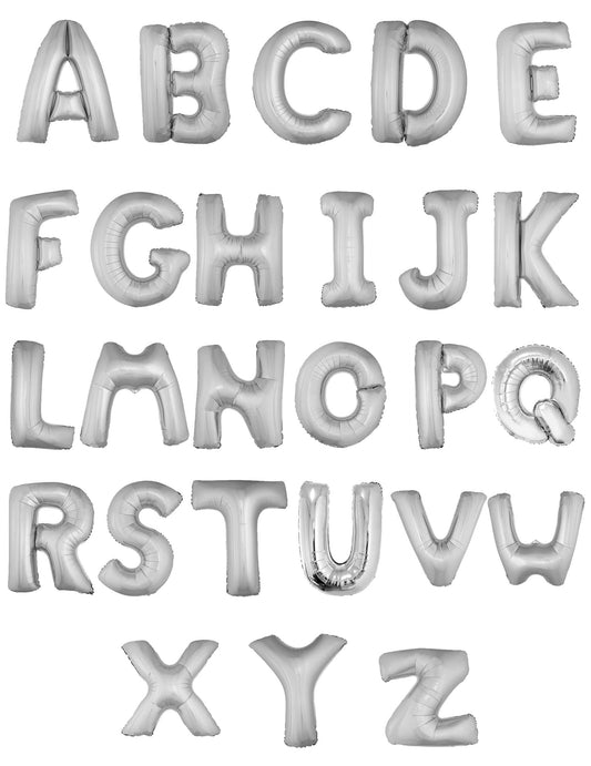 Vue d'ensemble de l'alphabet du ballon aluminium lettre pour fête argentée