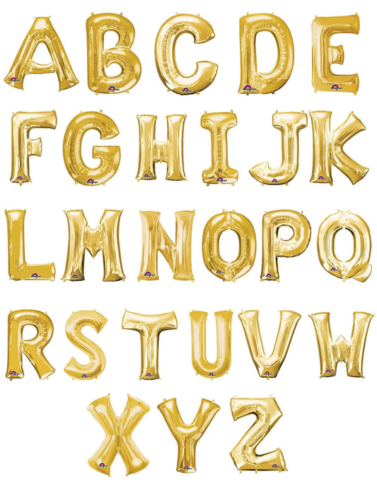 Alphabet complet de A à Z du ballon aluminium lettre dorée