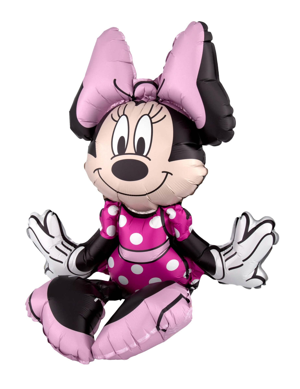 Алуминиев балон Minnie Mouse, седящ, за дете, розов на бели точки