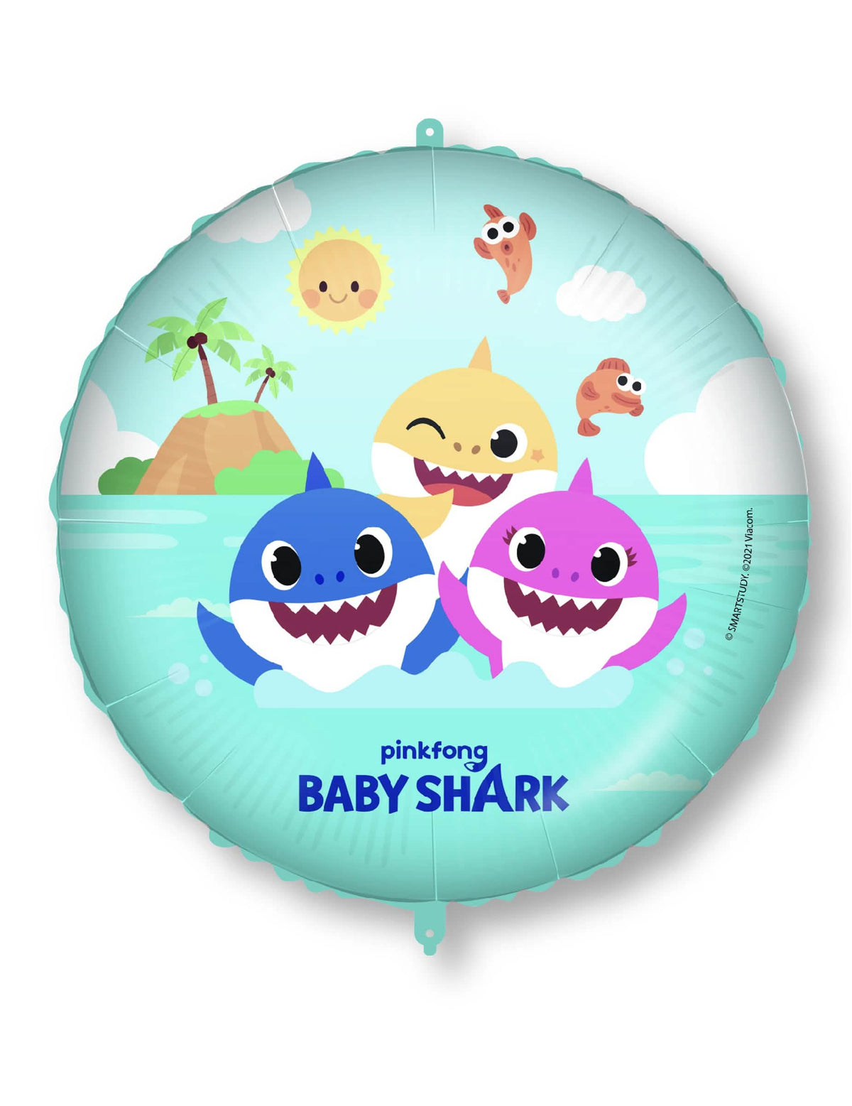 Алуминиев балон Baby Shark за дете син тюркоаз с герои акули