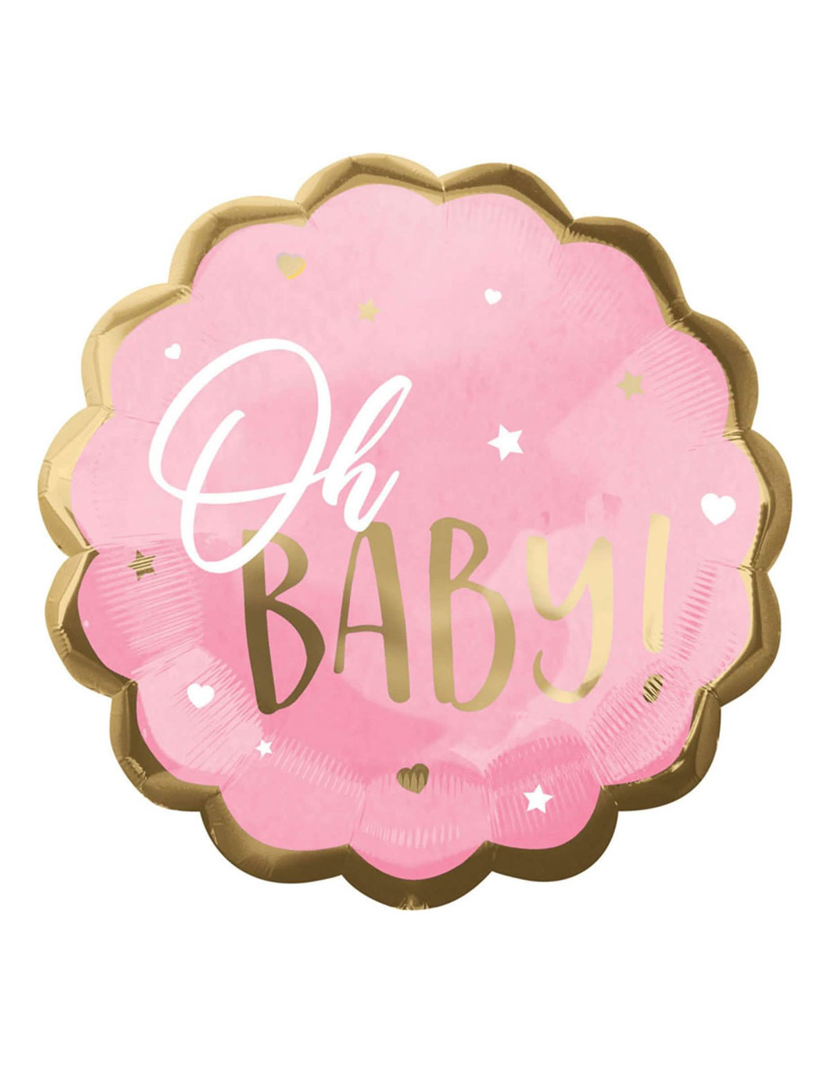 Фестониран алуминиев балон Oh Baby за бебешко парти розов и злато