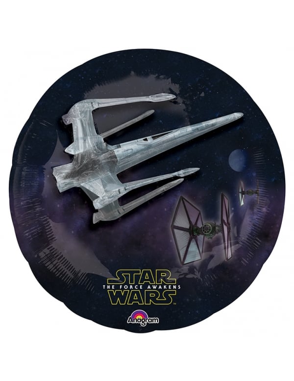 Илюстрация на космическа битка с x-Wing от алуминиевия балон Лошите Star Wars VII