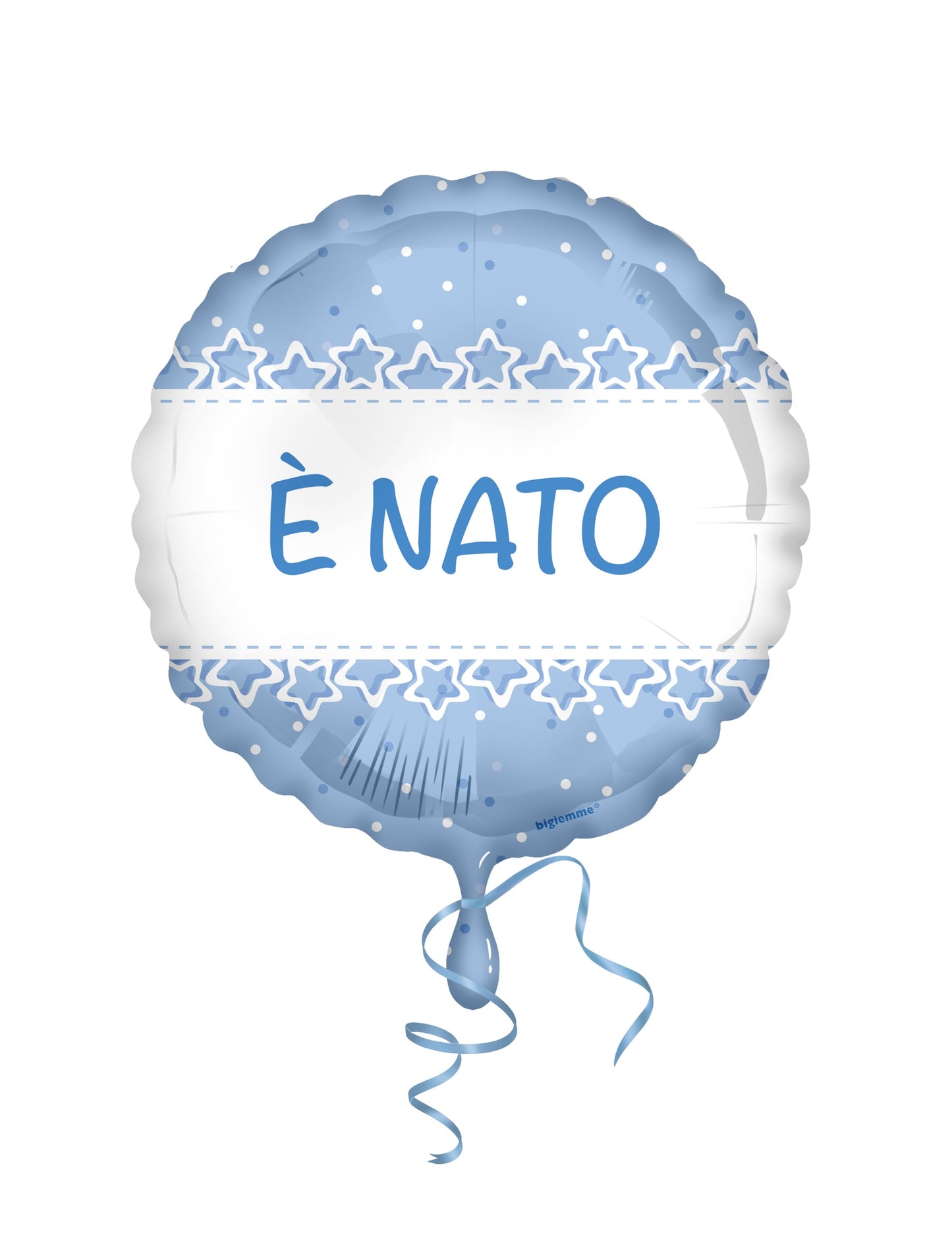 Ballon en feuille étoiles de baptême pour garçon bleu clair avec inscription È NATO