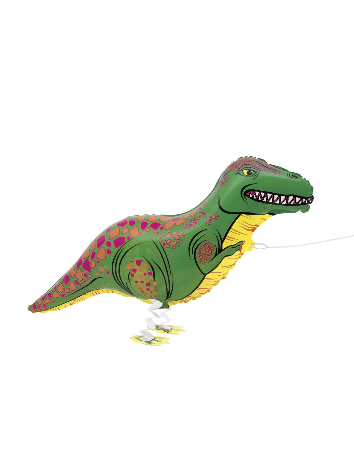 Метален балон T-Rex, който ходи, зелен и жълт