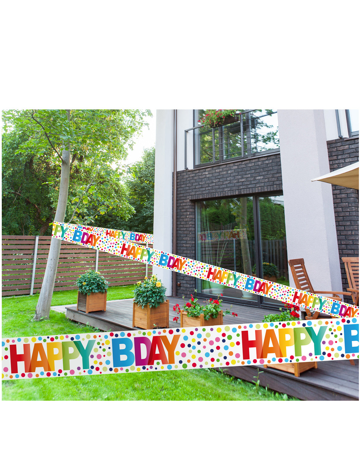 Banderole Happy Birthday pour fête à points multicolores