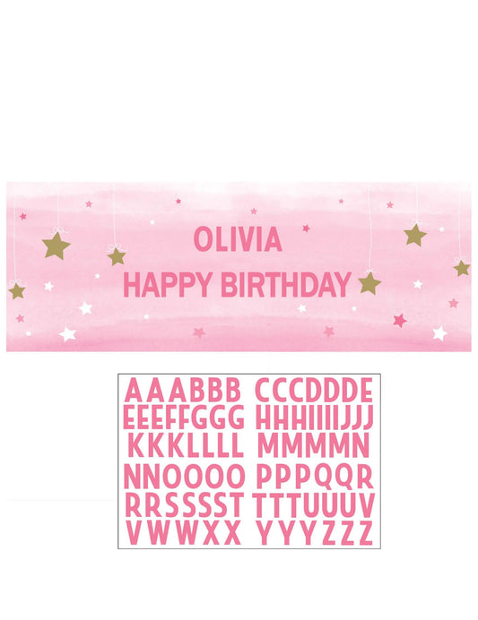 Détail des lettres autocollantes de la bannière à personnaliser anniversaire pour enfant
