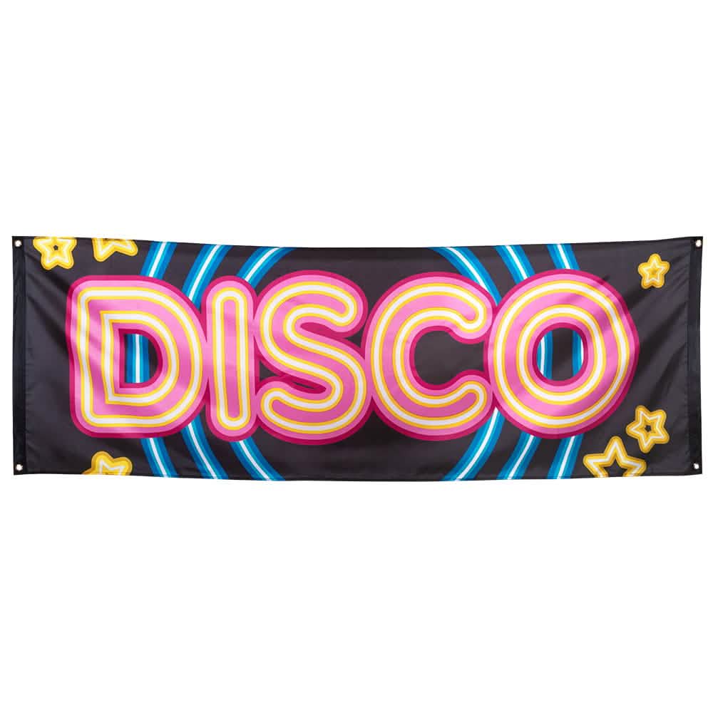 Банер Disco Fever за черно парти с розов и жълт надпис