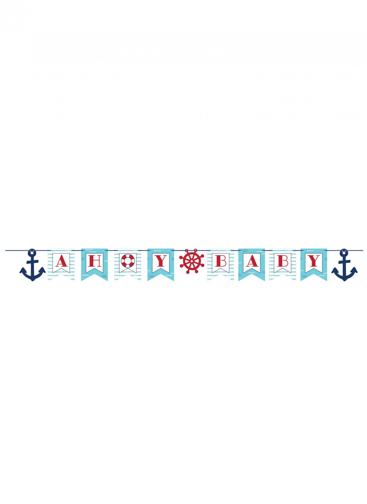 Картонен банер ahoy baby малка лодка морска тема за бебе синя и червенa