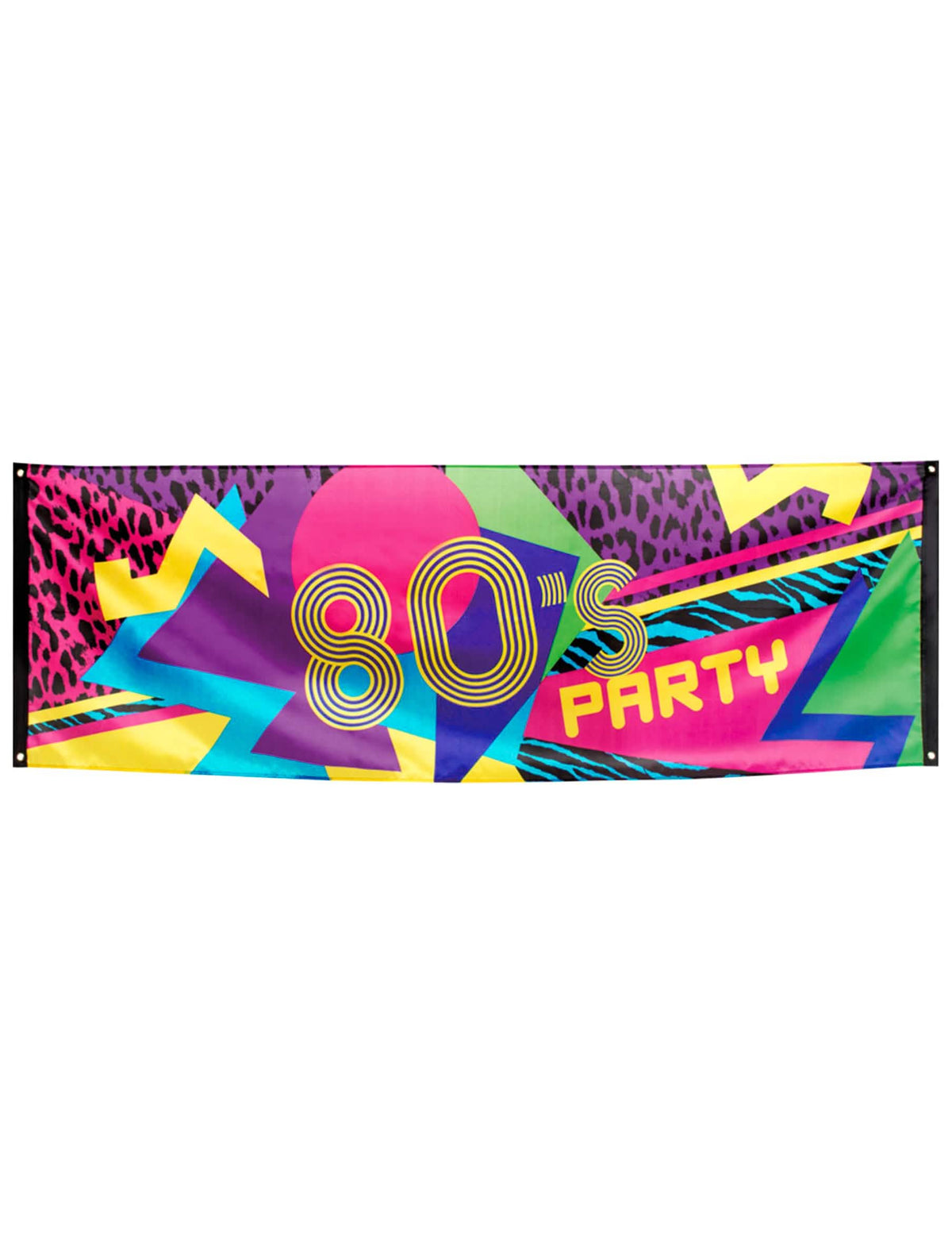 Банер от плат 80's Party за многоцветно неоново парти с щампи на леопард и зебра
