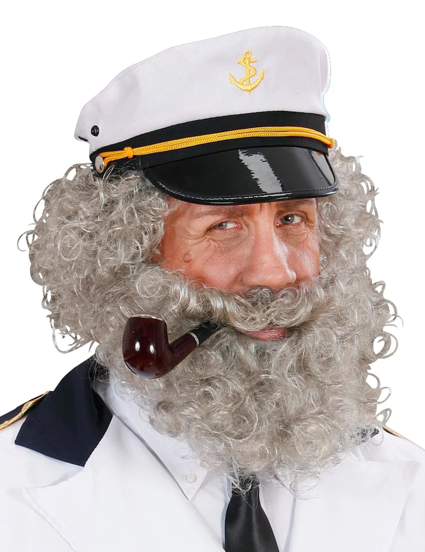 Сива и къдрава моряшка брада и мустаци за мъже