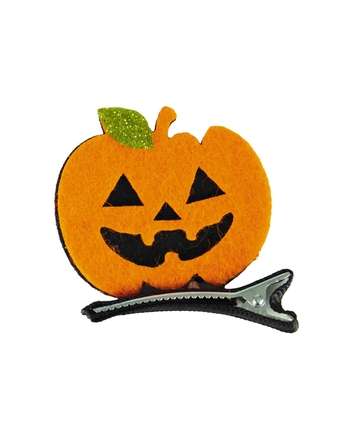 Шнола-тиква за halloween в оранжев филц с листо с брокат