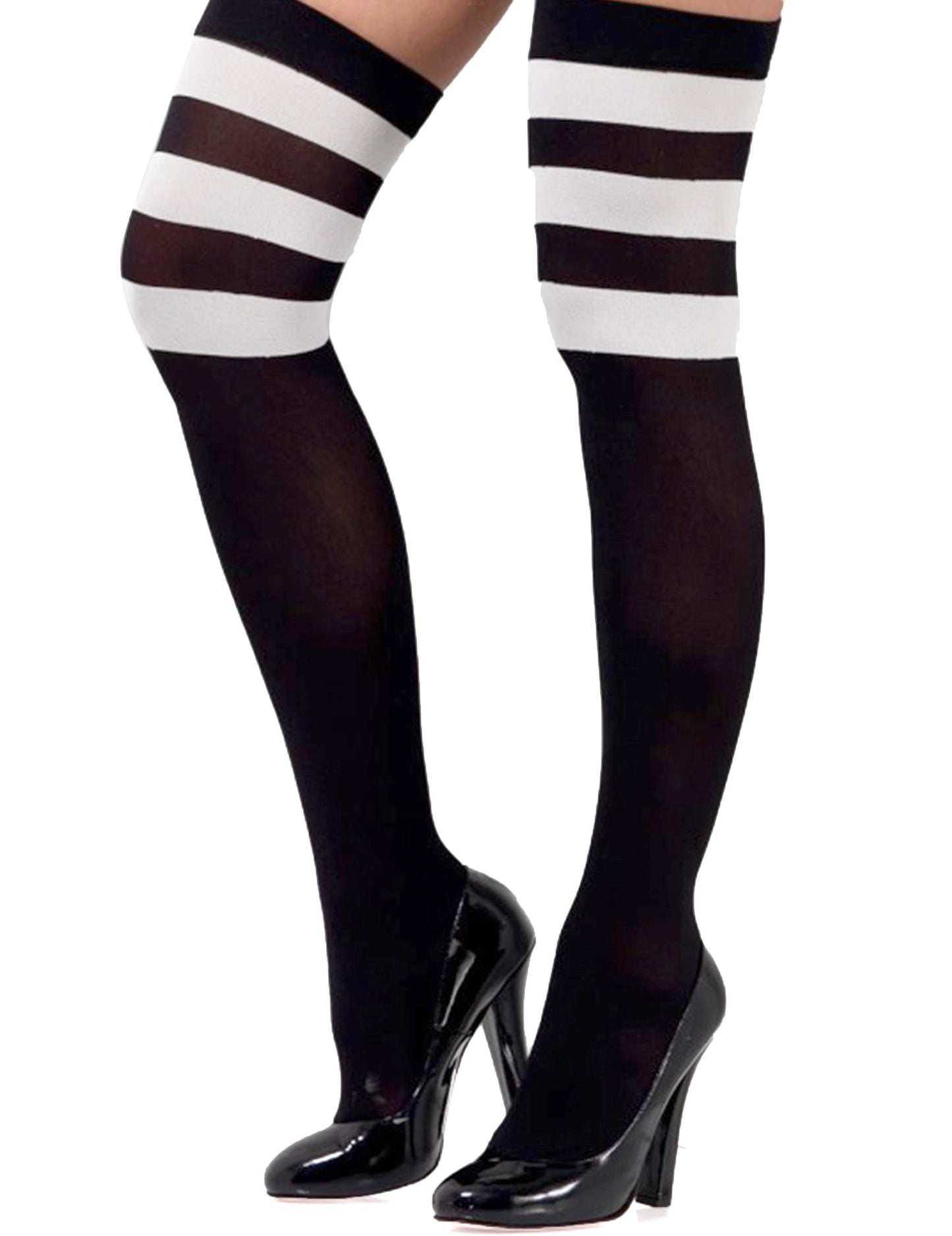 Непрозрачни черни чорапи с бели драскотини за жени