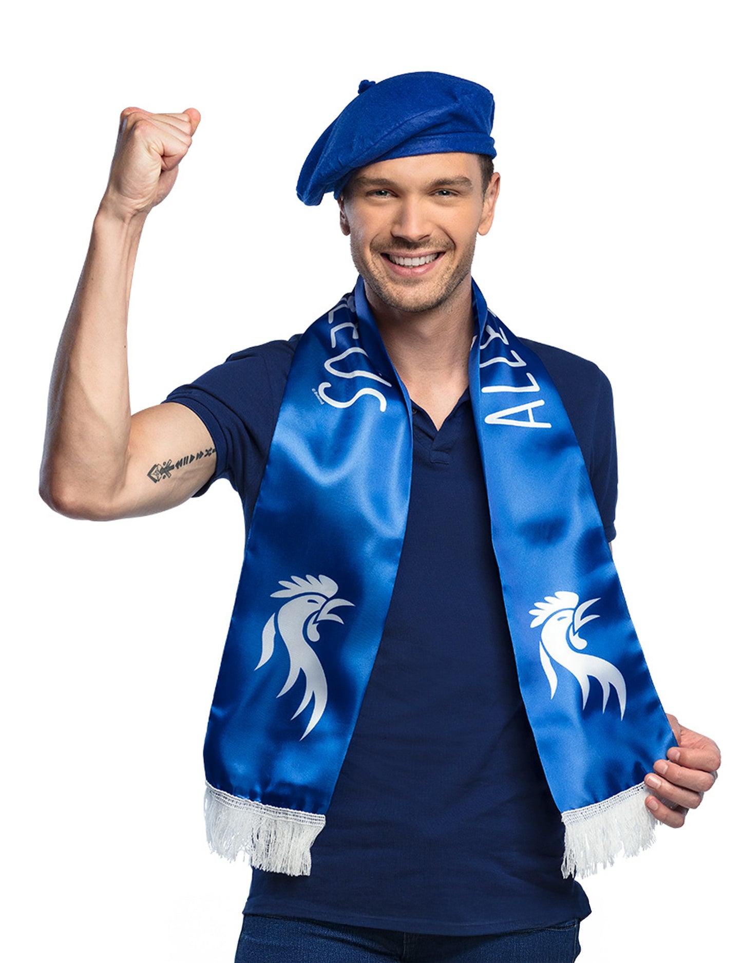 Mise en situation du béret basque pour adulte bleu