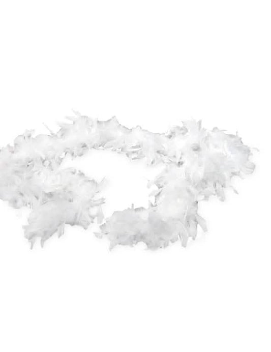 Vue d'ensemble posée à plat du boa en plumes blanc pour femme