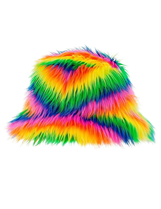 Vue de profil du bob en poils multicolore