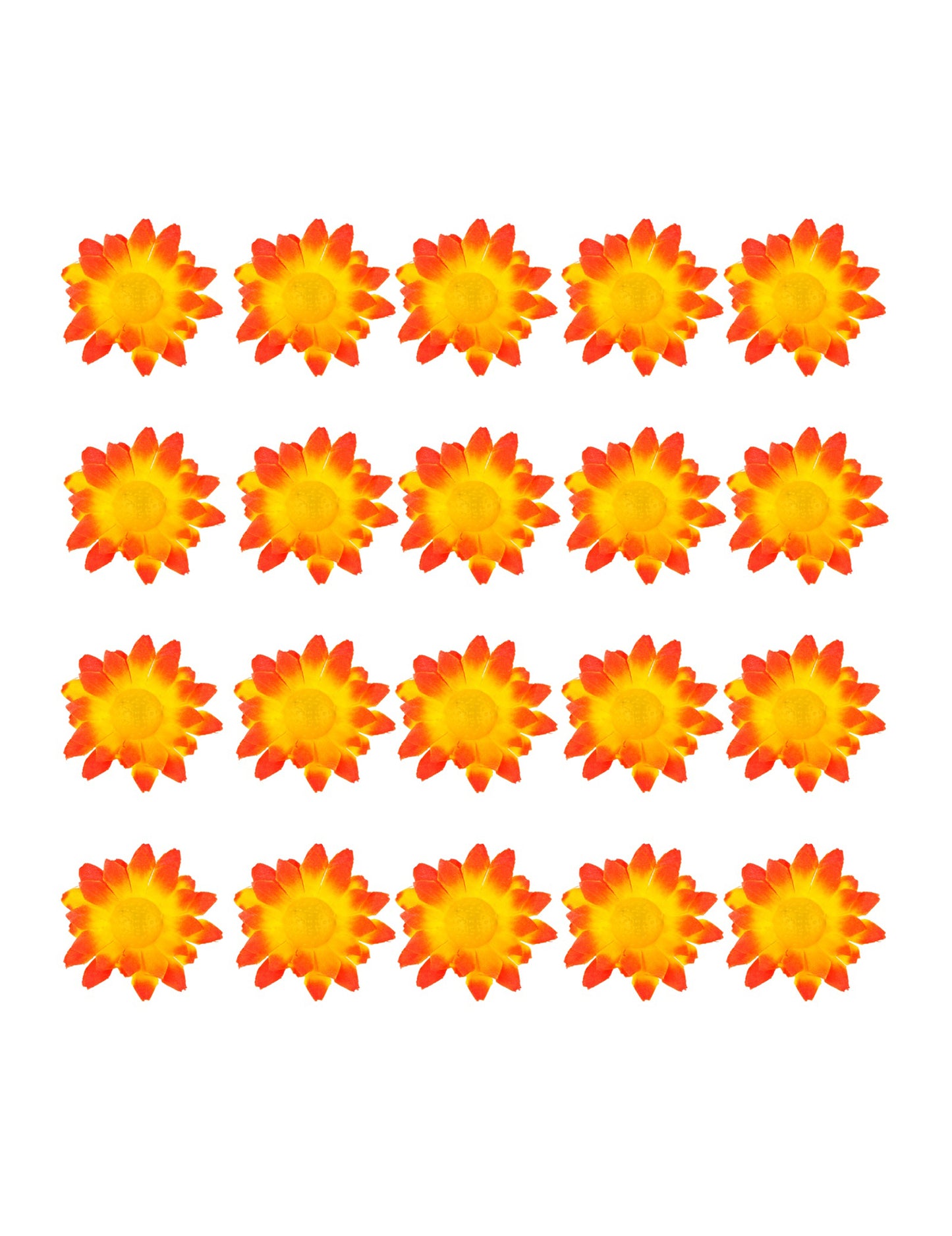 Кутия от 20 цветя от оранжево-жълти маргаритки