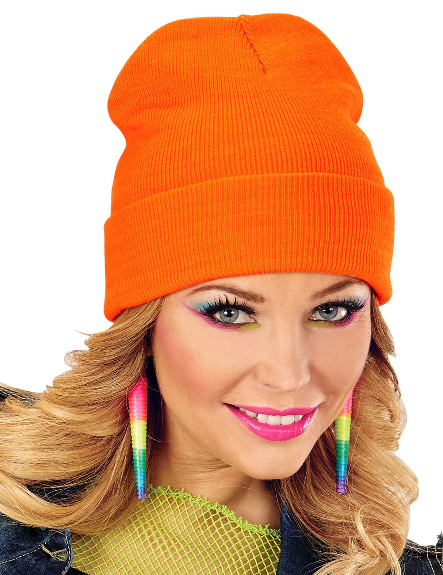 Gros plan du bonnet orange fluo pour adulte