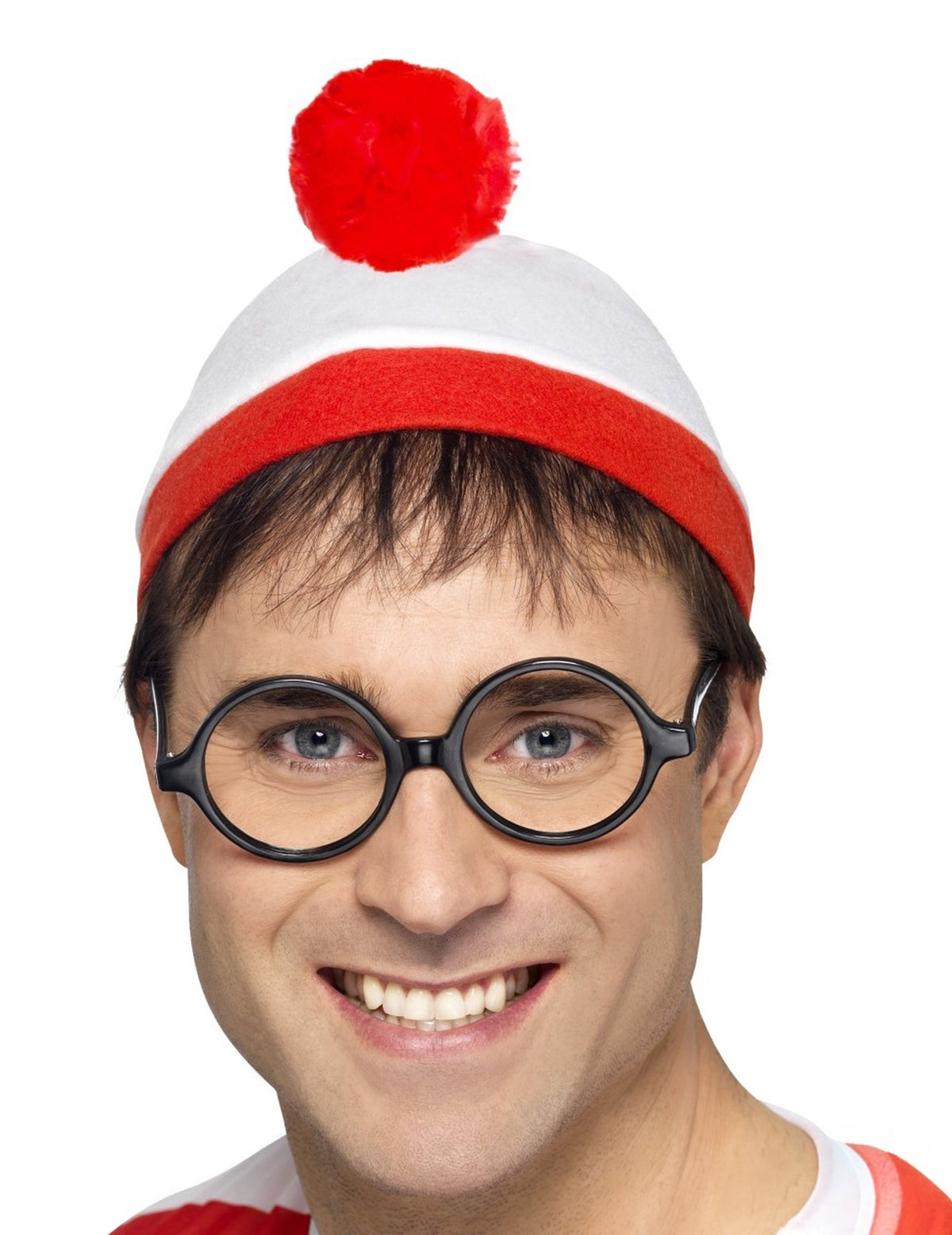 Шапка Où est Charlie™ за възрастен червен и бял с пискюл