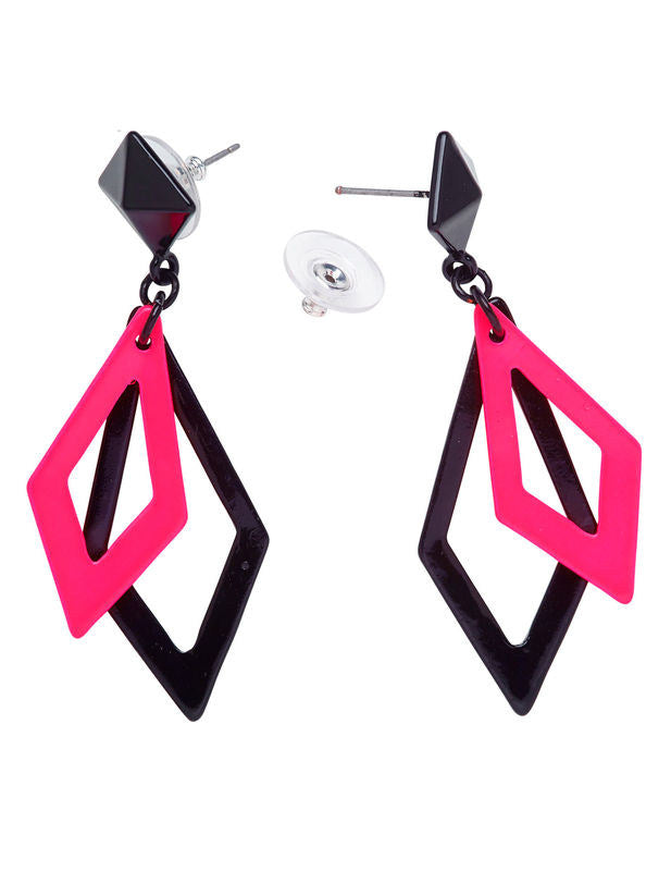 Обеци с черни и розови диаманти за жени