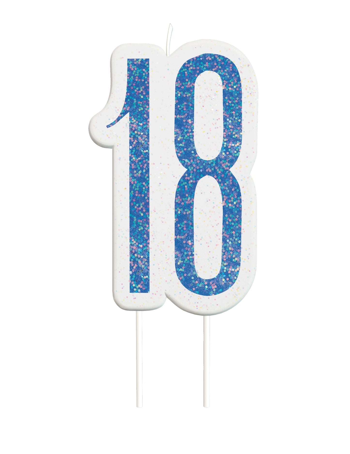 Синя блестяща свещ за рожден ден на 18 години за парти