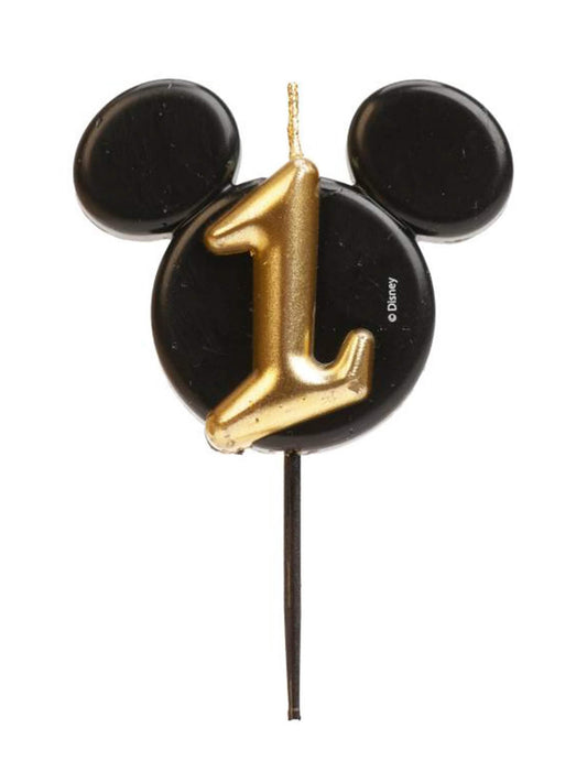 Vue de face de la bougie chiffre Mickey Mouse