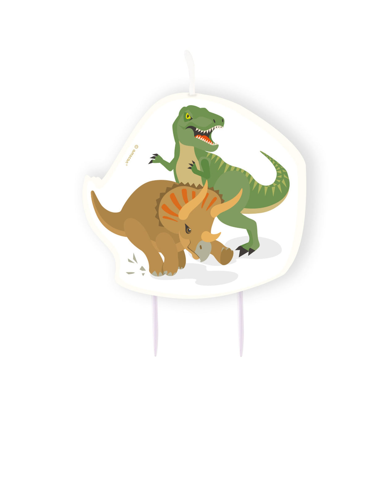 Рожден ден свещ с големи динозаври трицератопс и t-rex за дете зелена и кафявa