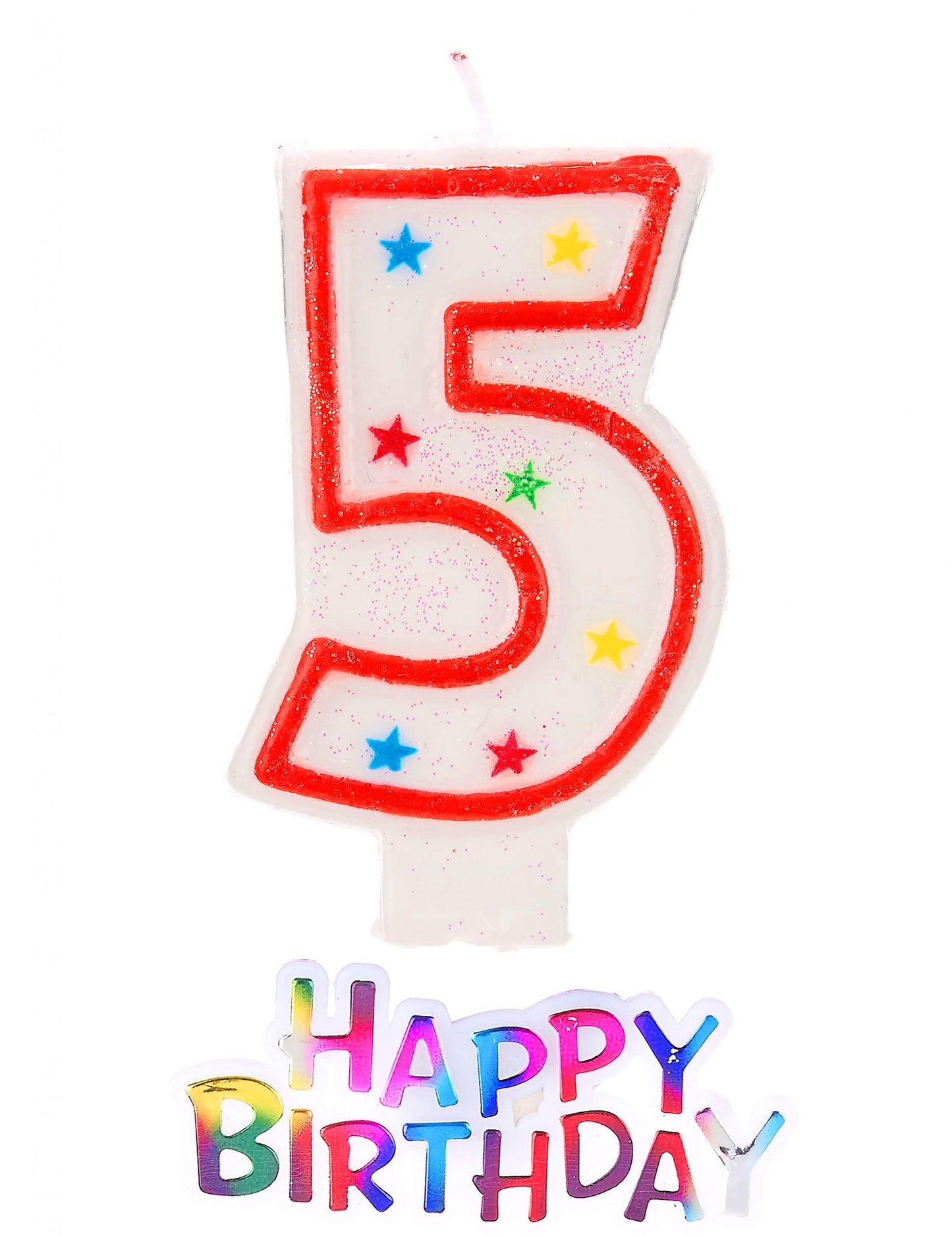Бяла и червена блестяща свещ във формата на звезда номер 5