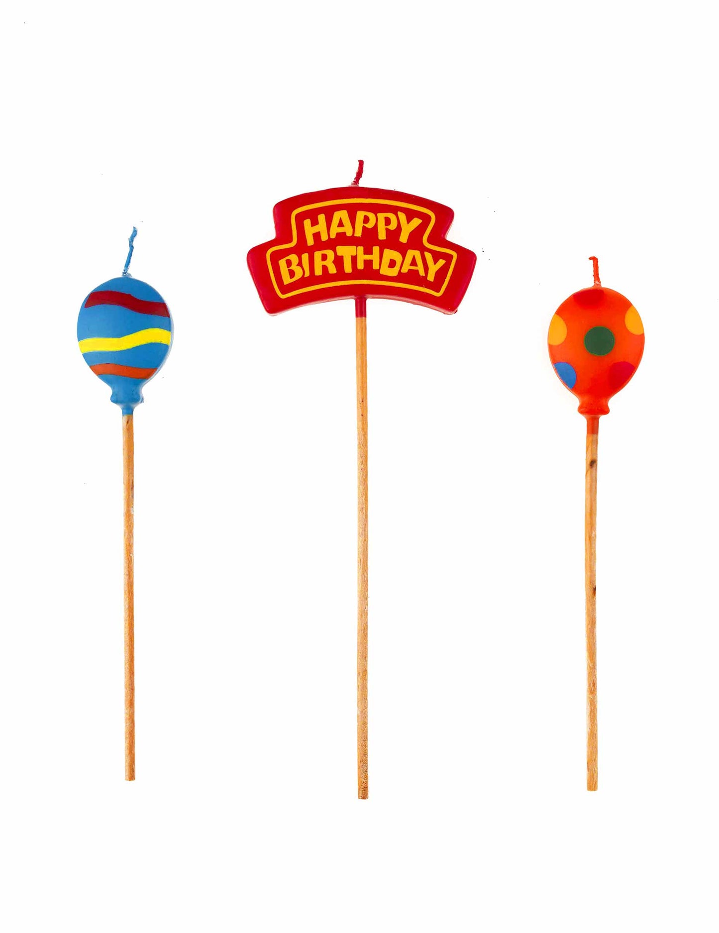 Многоцветни свещи Happy Birthday с мотиви на балони