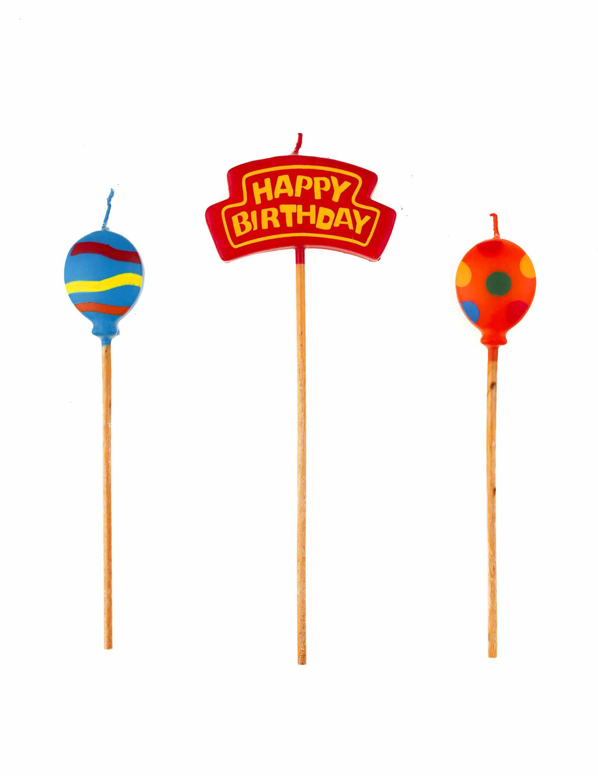 Свещи Happy Birthday многоцветни с мотиви на балони