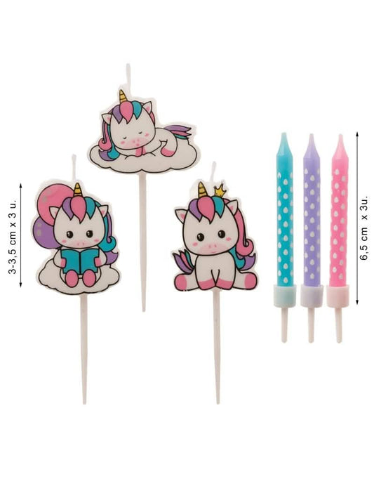 Détail des modèles et dimensions des bougies d'anniversaire licorne