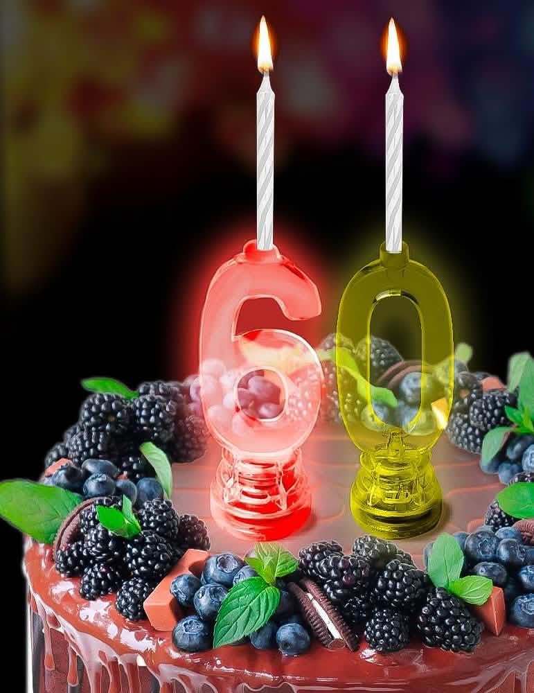 Поставяне върху торта на светеща LED свещ - цифра 6