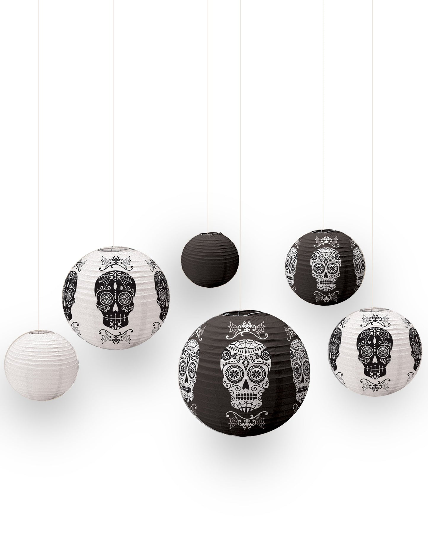Декорации за окачване черепи Хелоуин черно и бяло