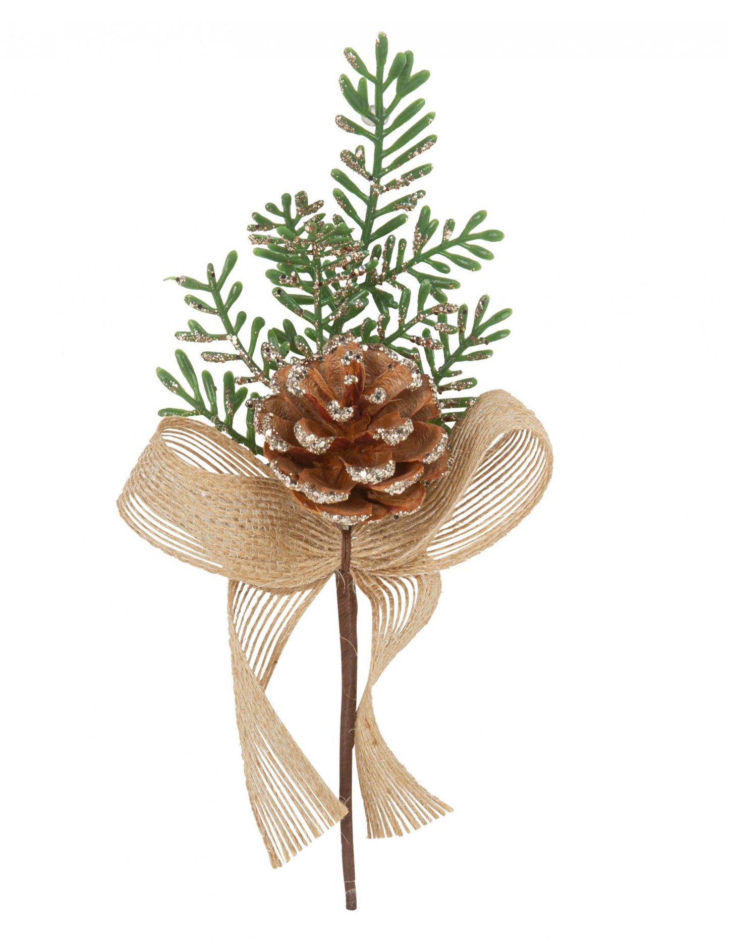Клонче от шишарка и блестяща ютена панделка 23 cm Коледни украси