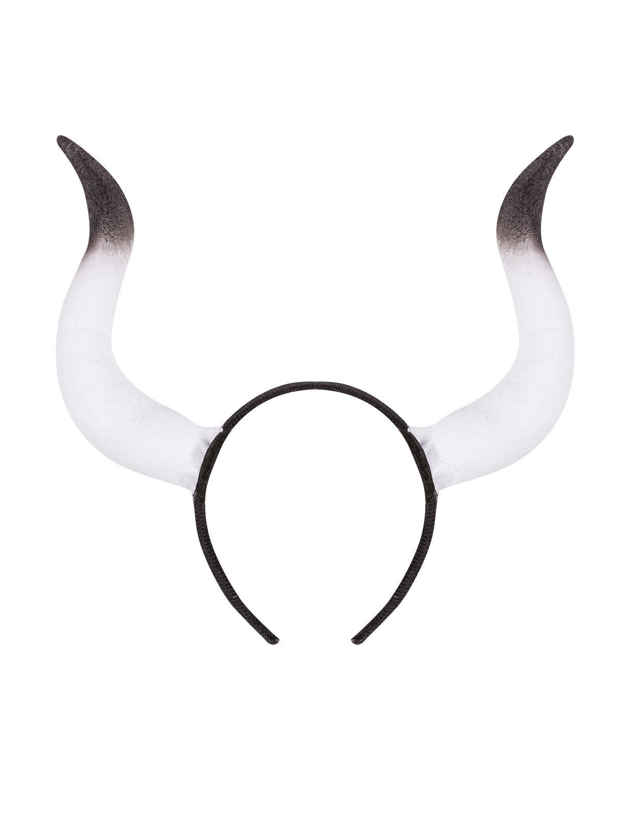 Serre-tête cornes de taureau pour adulte blanc avec pointes noires